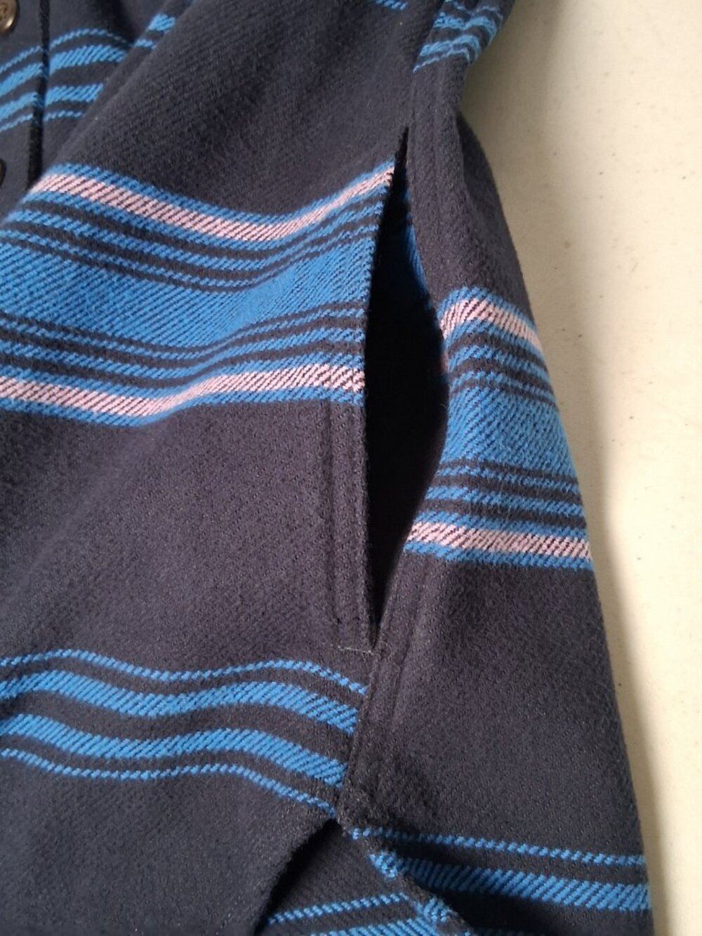Duluth Trading Co Flannel Shirt Women XS Heritage Weight Stripe Blue Shacket New - Picture 9 of 13